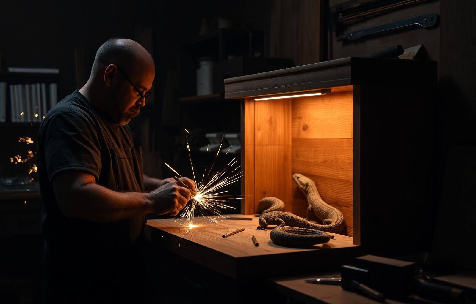Augustus workshop crafting custom reptile enclosures