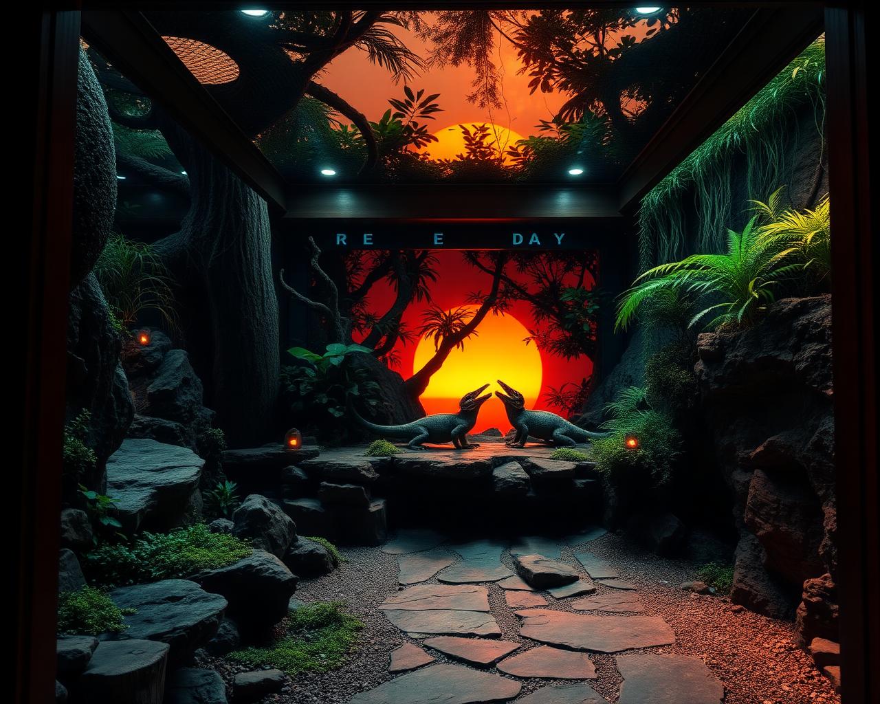 Custom bioactive reptile enclosure interior